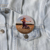 Elegant Script Photo Celebrating the Life of Ronde Button 7,6 Cm (In situ)