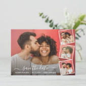 Elegant Script Photo Collage 5 Foto's Modern Save The Date (Staand voorkant)
