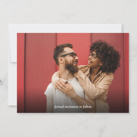 Elegant Script Photo Collage 5 Foto's Modern Save The Date (Achterkant)