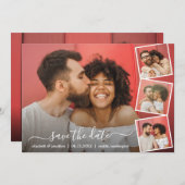 Elegant Script Photo Collage 5 Foto's Modern Save The Date (Voorkant / Achterkant)