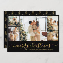 Elegant Script Photo Collage Kerstmis Kaart