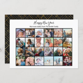 Elegant Script Photo Collage Simple Moderne Black Feestdagenkaart