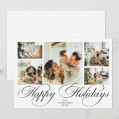 Elegant Script Photo Collage Traditional Christmas Feestdagenkaart (Voorkant / Achterkant)