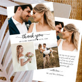 Elegant Script Photo Collage Wedding Hartelijk dan Bedankkaart