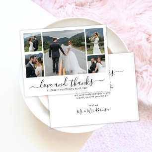 Elegant Script Photo Collage Wedding Hartelijk dan Bedankkaart