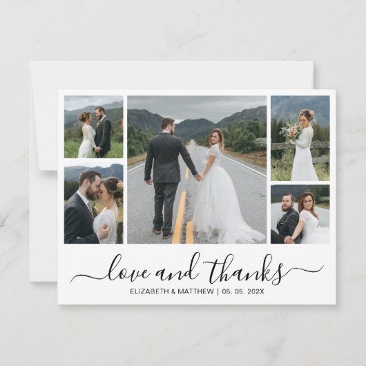 Elegant Script Photo Collage Wedding Hartelijk dan Bedankkaart (Voorkant)