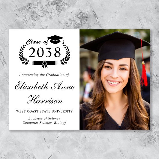 Elegant Script Photo College Graduation Aankondiging