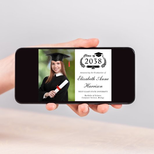 Elegant Script Photo College Graduing Aankondiging