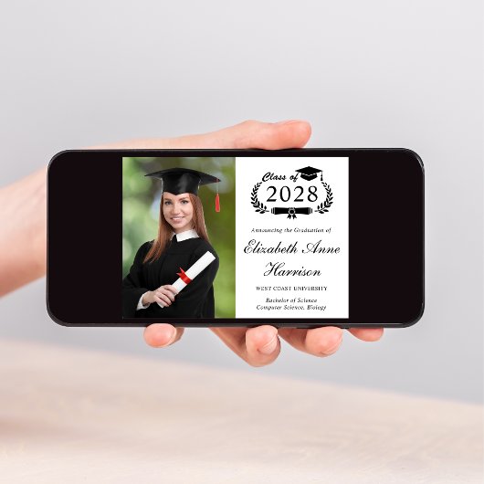 Elegant Script Photo College Graduparty Kaart