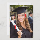 Elegant Script Photo College University Afstuderen Aankondiging (Achterkant)