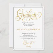 Elegant Script Photo College University Afstuderen Aankondiging (Voorkant)