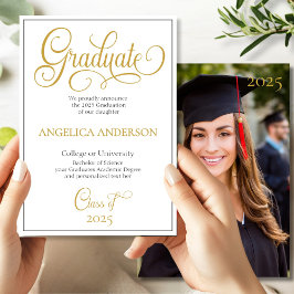 Elegant Script Photo College University Afstuderen Aankondiging