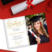 Elegant Script Photo College University Afstuderen Aankondiging