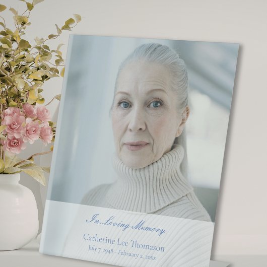 Elegant Script Photo Funeral Table Sign Reclamebord Met Voetstuk