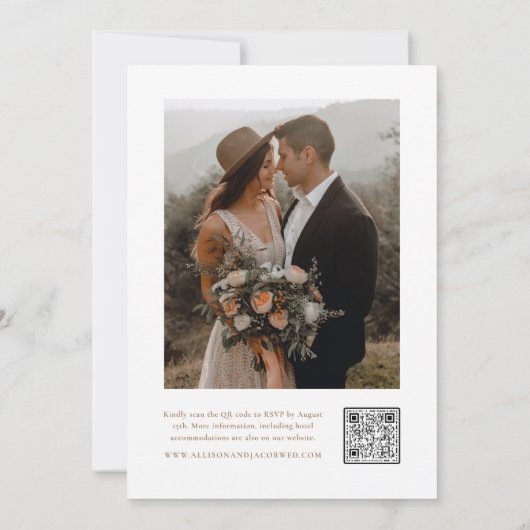 Elegant Script Photo Gold Wedding Kaart (Achterkant)