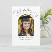 Elegant Script Photo Graduation Announcement Kaart (Staand voorkant)