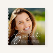 Elegant Script Photo Graduation Party Gastenboek Notitieboek (Voorkant)