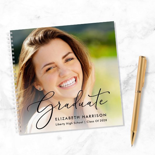 Elegant Script Photo Graduation Party Gastenboek Notitieboek