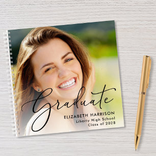 Elegant Script Photo Graduation Party Gastenboek Notitieboek
