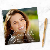 Elegant Script Photo Graduation Party Gastenboek Notitieboek