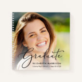Elegant Script Photo Graduation Party Gastenboek Notitieboek (Voorkant)