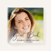 Elegant Script Photo Graduation Party Gastenboek Notitieboek (Voorkant)