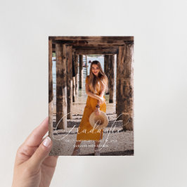 Elegant Script Photo Graduparty Black Kaart