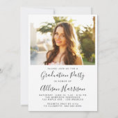 Elegant Script Photo Graduparty Kaart (Achterkant)