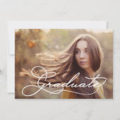 Elegant Script Photo Graduparty Kaart (Voorkant)
