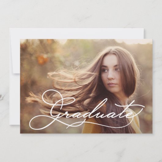 Elegant Script Photo Graduparty Kaart (Voorkant)