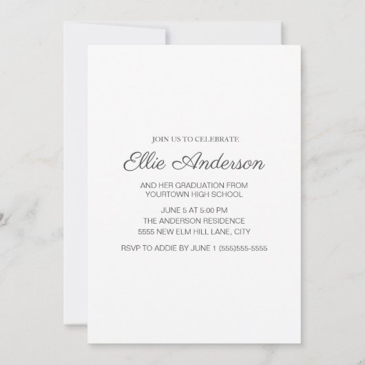 Elegant Script Photo Graduparty Kaart (Achterkant)