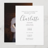 Elegant Script Photo Graduparty Kaart (Voorkant / Achterkant)