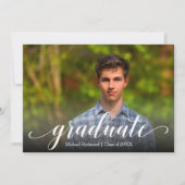 Elegant Script Photo Graduparty Kaart (Voorkant)