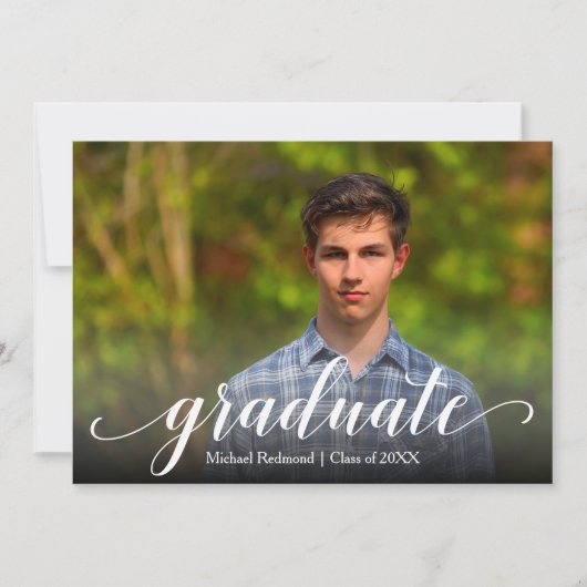 Elegant Script Photo Graduparty Kaart (Voorkant)