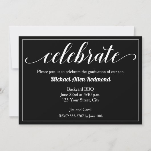 Elegant Script Photo Graduparty Kaart (Achterkant)
