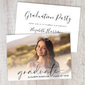 Elegant Script Photo Graduparty Kaart