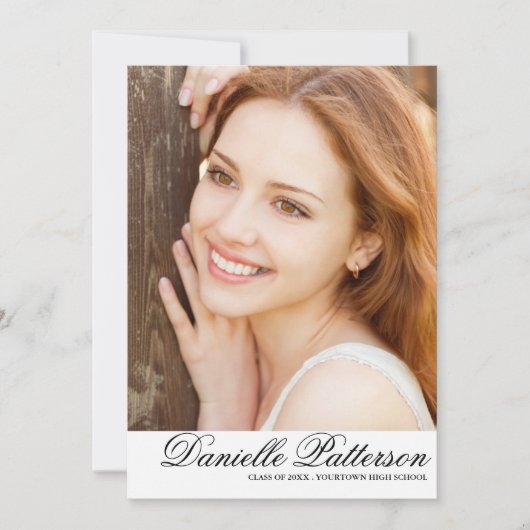 Elegant Script Photo Graduparty Kaart (Voorkant)