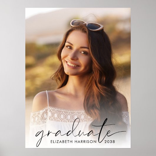 Elegant Script Photo Graduparty Poster (Voorkant)