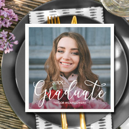 Elegant Script Photo Graduparty Servet