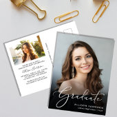 Elegant Script Photo Graduparty Uitnodiging Briefkaart
