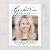 Elegant Script Photo Graduparty Uitnodiging Briefkaart (Voorkant)