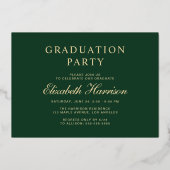 Elegant Script Photo Green Graduparty Folie Uitnodiging (Achterkant)
