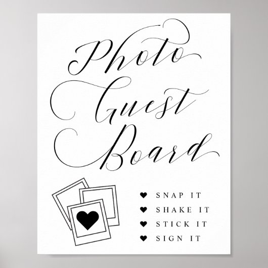 Elegant Script Photo Guest Board Wedding Sign Poster (Voorkant)