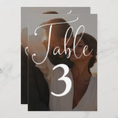 Elegant Script Photo Large Table Number Kaart (Voorkant / Achterkant)
