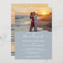 Elegant Script Photo Light Grey Wedding