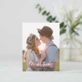 Elegant Script Photo Love and Bedankt Wedding Briefkaart (Staand voorkant)