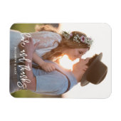 Elegant Script Photo Love and Bedankt Wedding Magneet (Horizontaal)