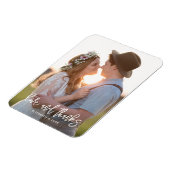 Elegant Script Photo Love and Bedankt Wedding Magneet (Linkerzijde)