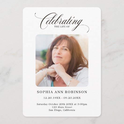 Elegant Script Photo Memorial Orde van Service Programmakaart (Voorkant)