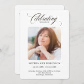 Elegant Script Photo Memorial Orde van Service Programmakaart (Voorkant / Achterkant)